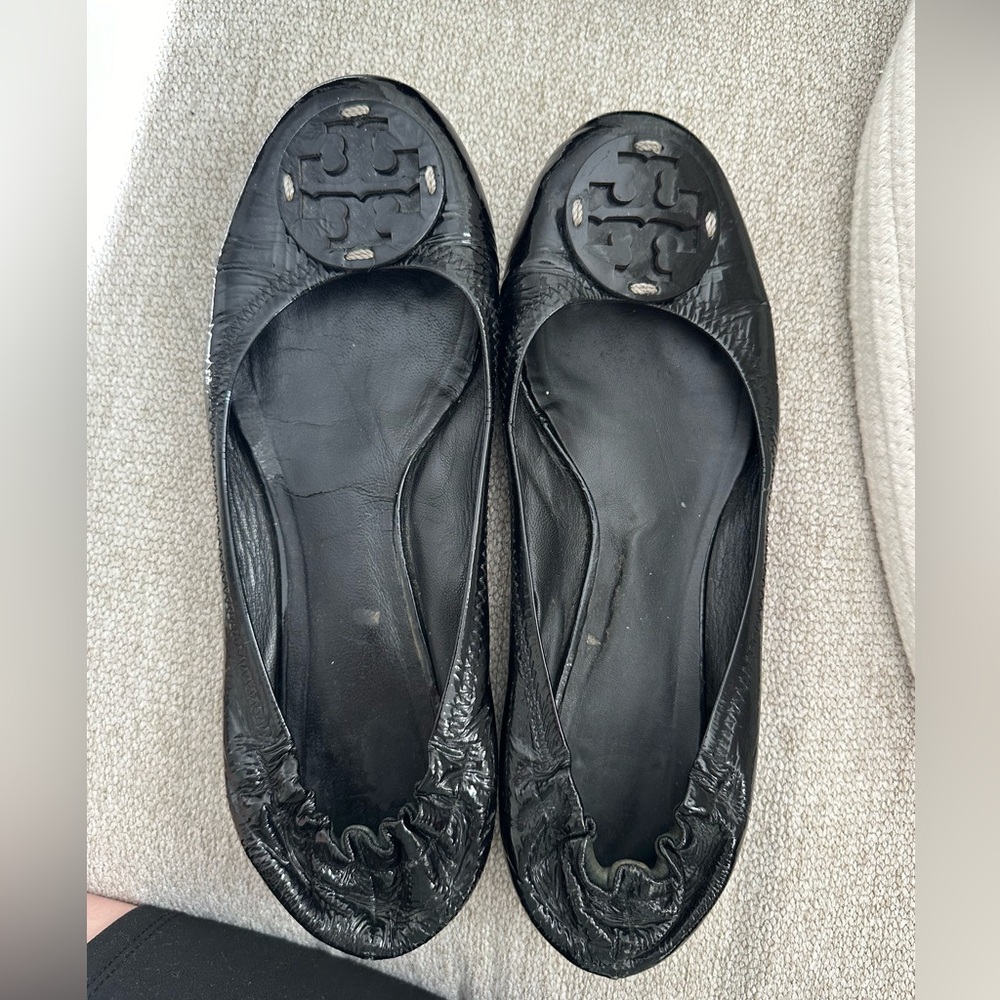 Tory Burch black patent flats